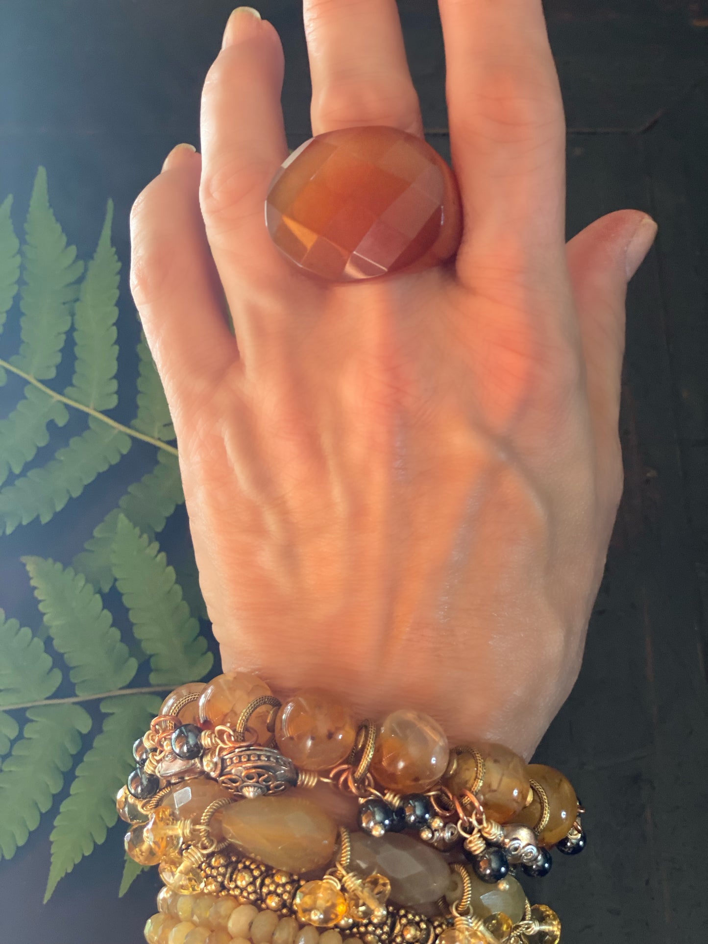 Boho Luxe Carved Carnelian Ring II