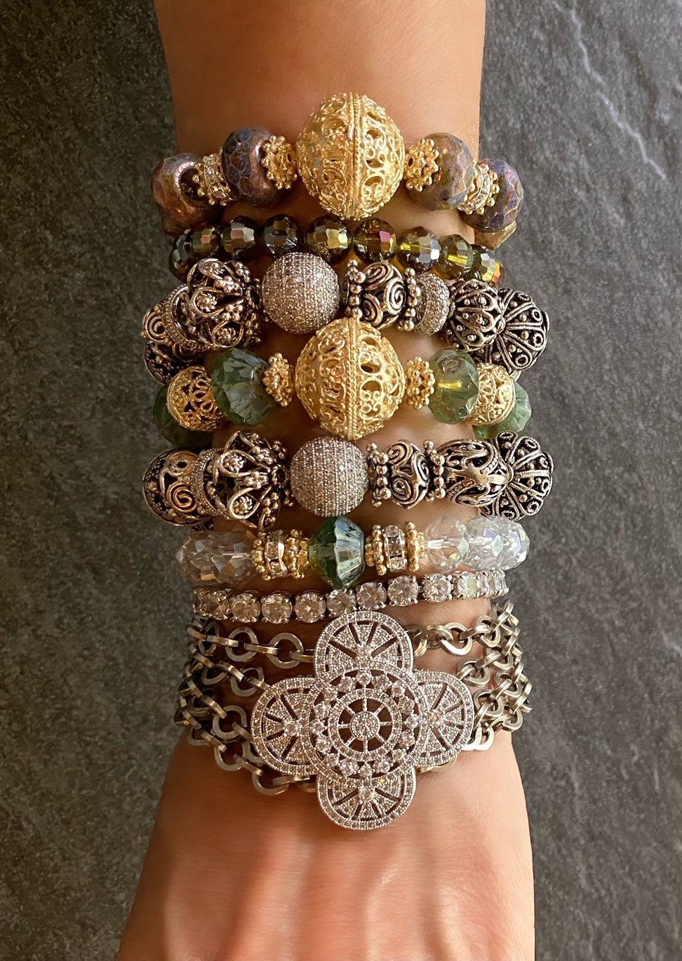 Gilded Glamour Collection Faceted Aurora Borealis Austrian Crystal Bracelet