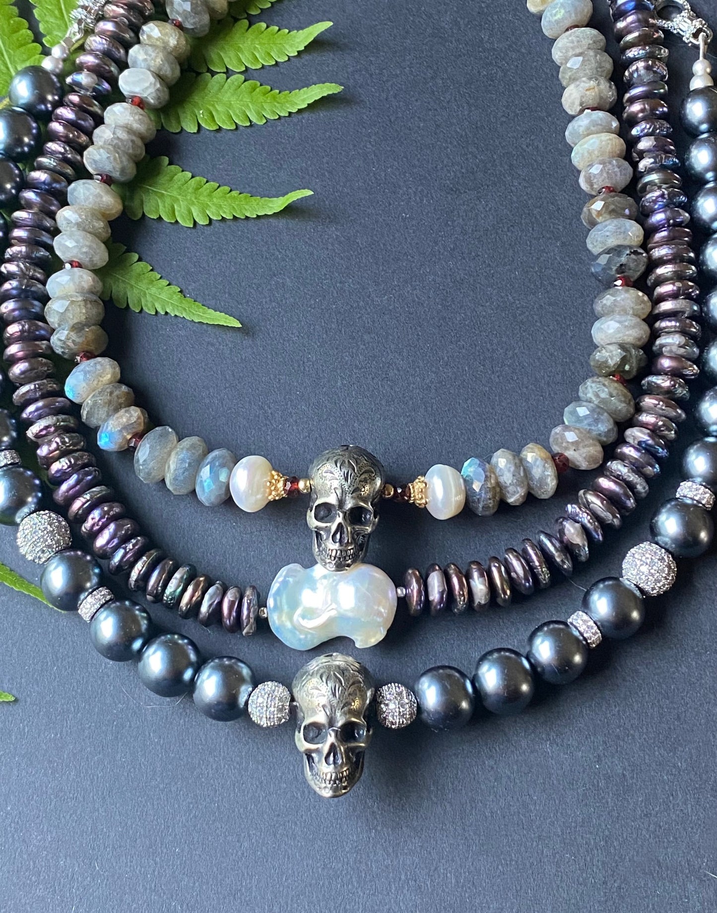 Boho Luxe Skull and Labradorite Choker