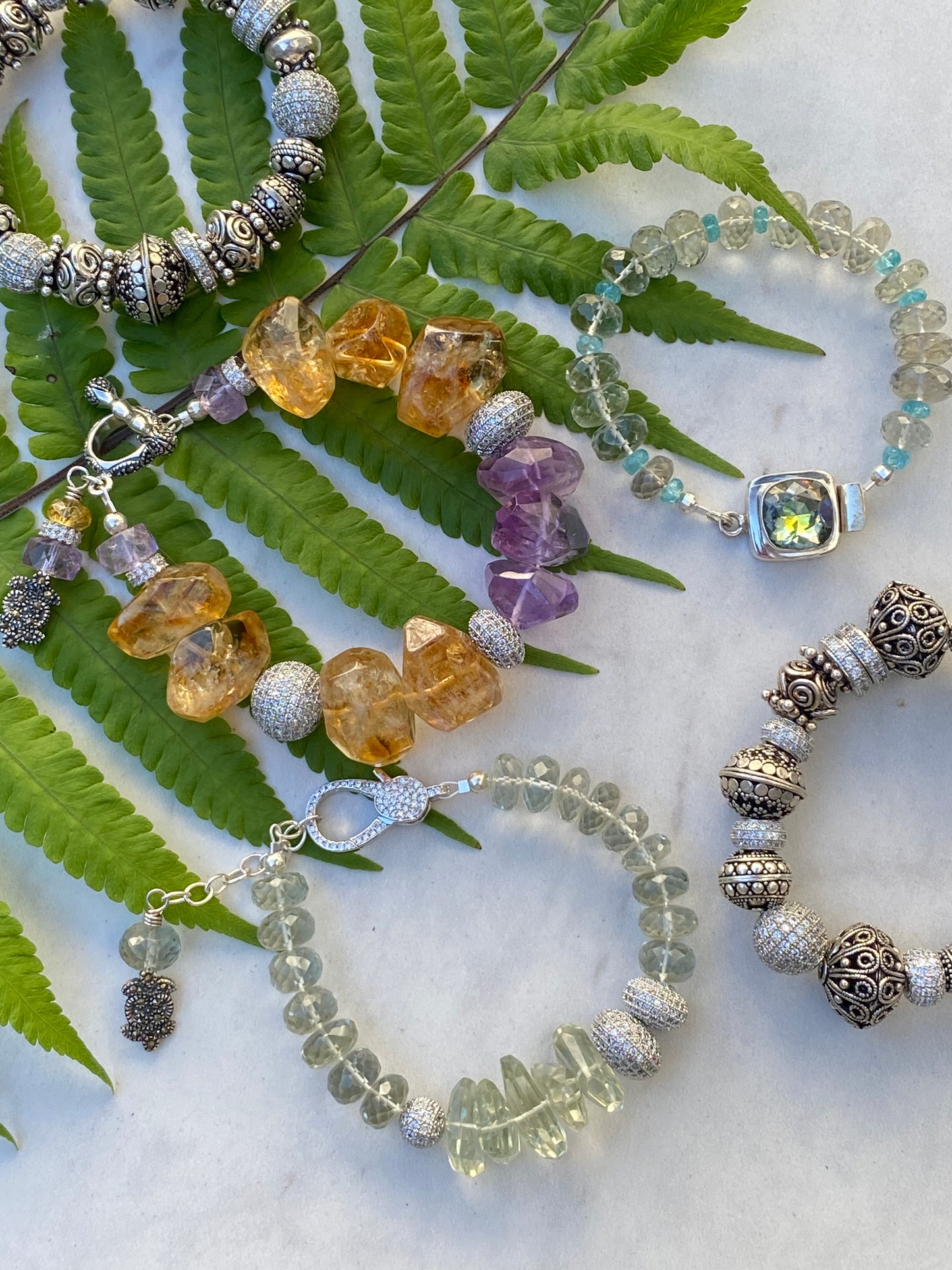 Blossom Collection Chunky Citrine and Amethyst Stacker