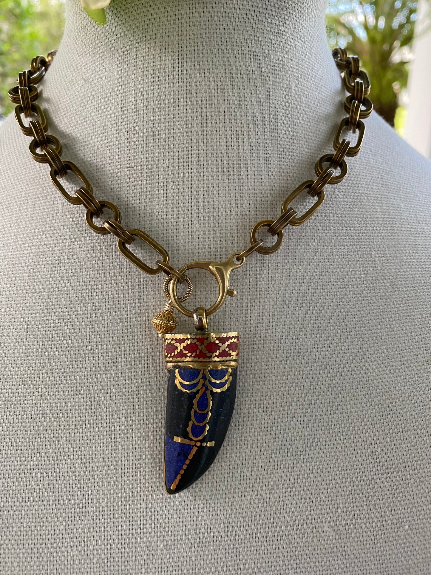 Essential Boho Collection Tibetan Inlaid Tusk Necklace