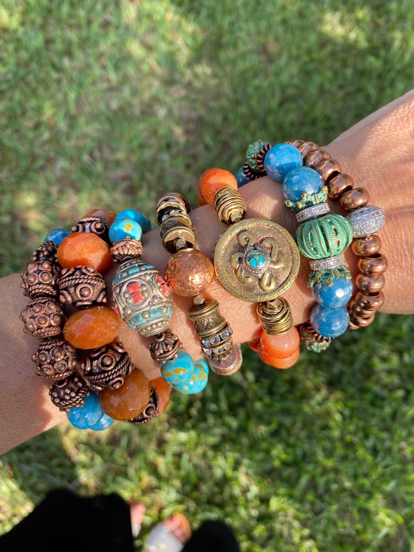 Gypsy Collection Agate and Tibetan Focal Chunky Stacker