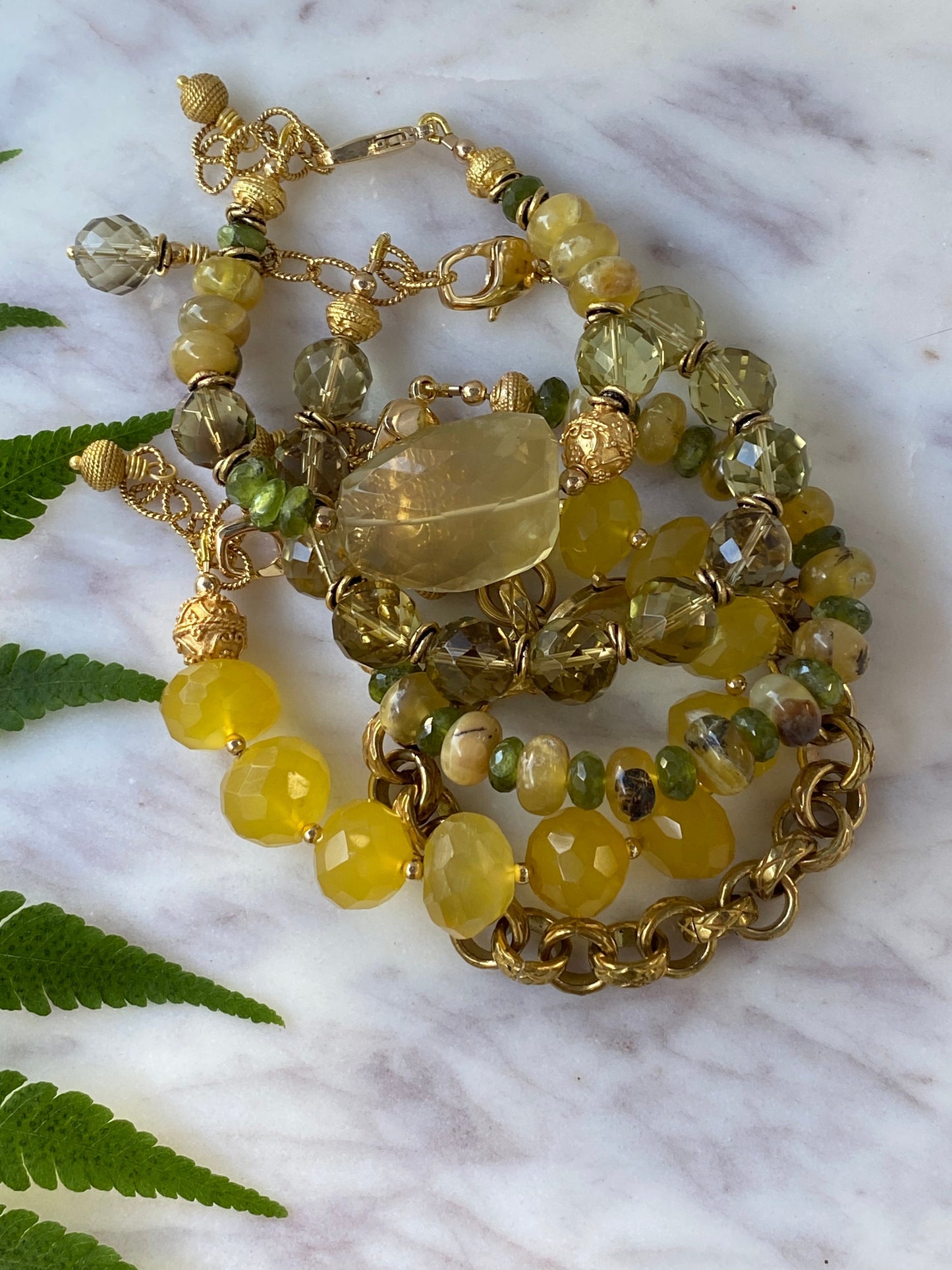 Blossom Collection Opal and Vesuvianite Stacker