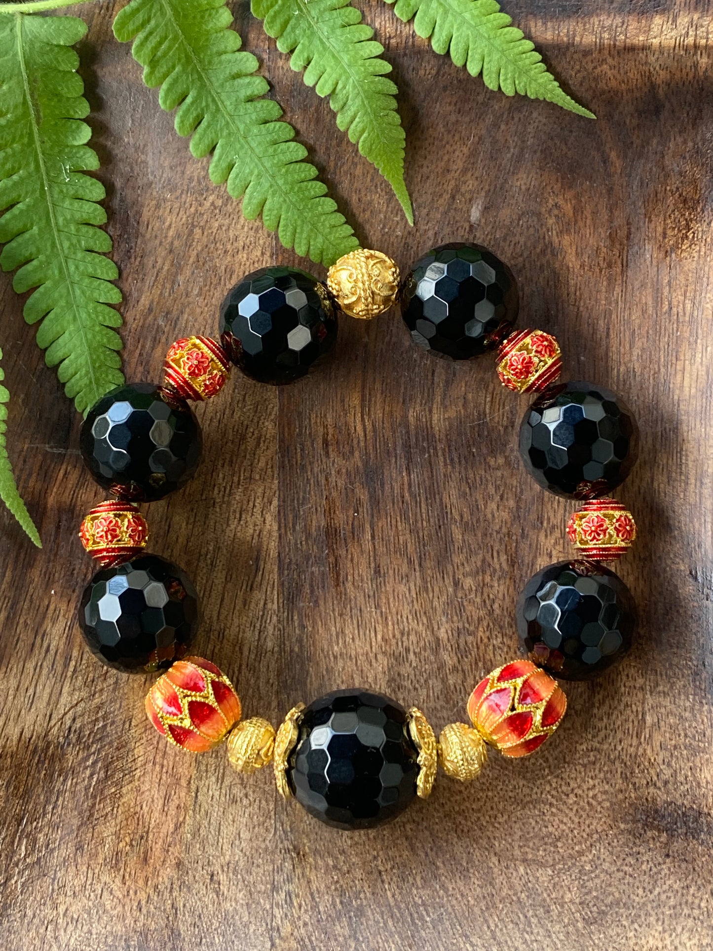 Boho Luxe Collection Onyx with Cloissone Accents Chunky Stacker