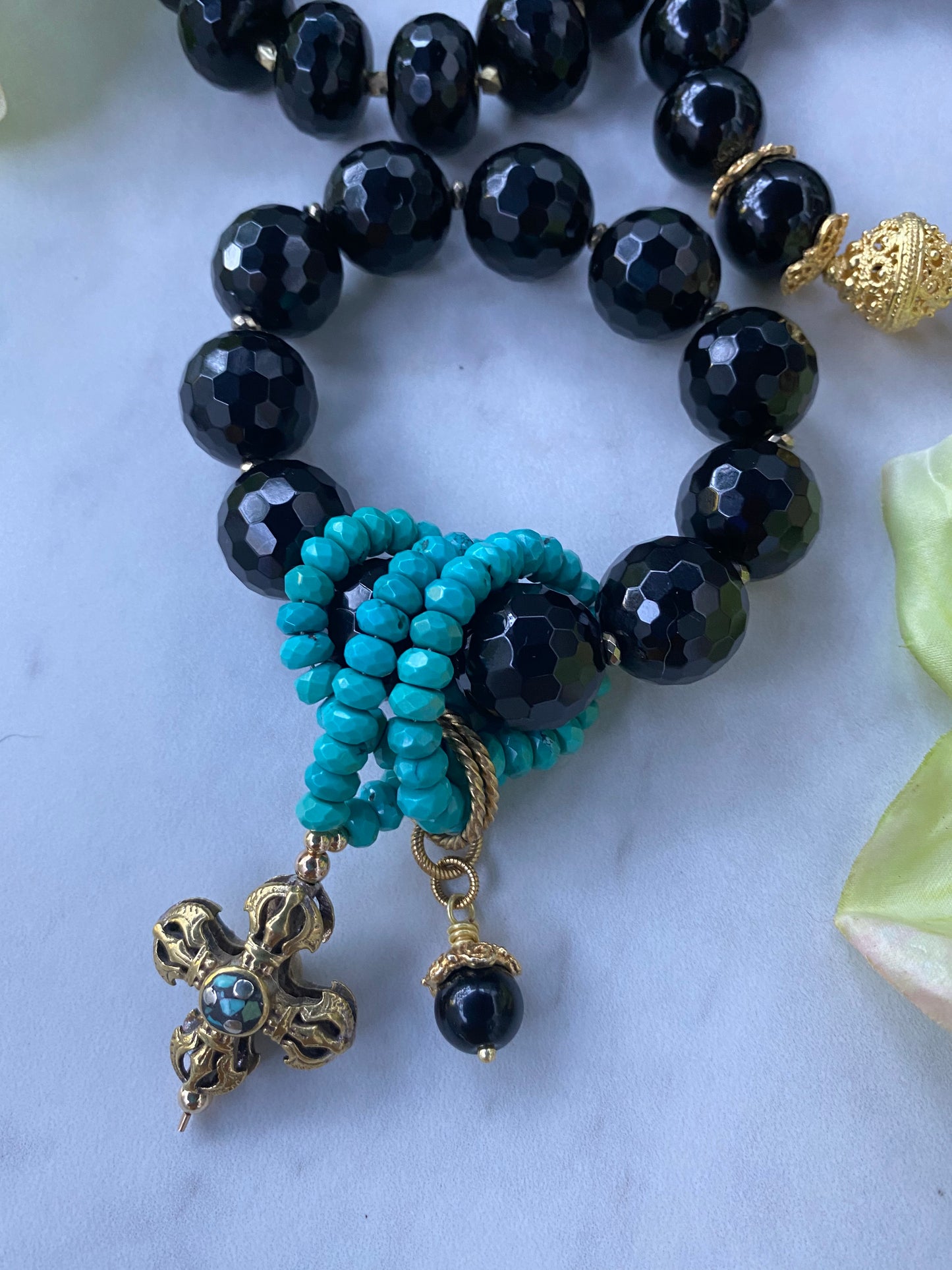 Noir Collection Onyx and Turquoise Wrapture Bracelet
