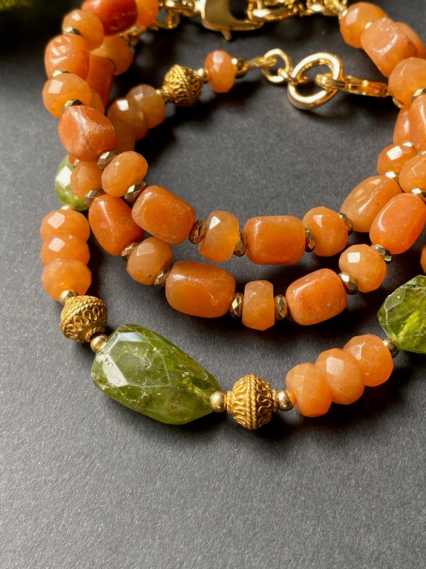 Blossom Collection Carnelian and Pyrite Double Bracelet