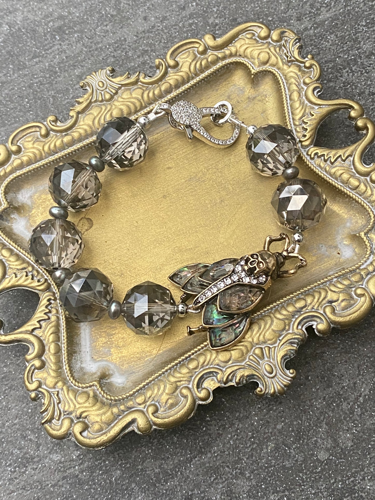 Insetto Collection Fancy Skull Scarab and Crystal Chunky Stacker