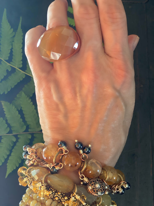 Boho Luxe Carved Carnelian Ring I