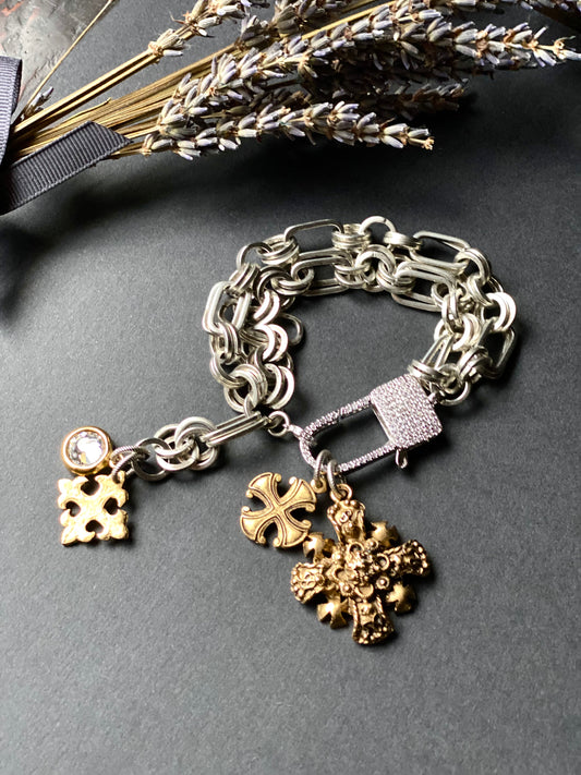 Talismans and Amulets Collection Crosses Statement Bracelet