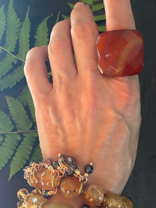 Boho Luxe Carved Carnelian Ring V