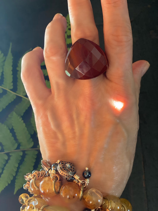 Boho Luxe Carved Carnelian Ring IV