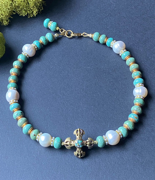Talismans and Amulets Collection Double Dorje Turquoise Choker
