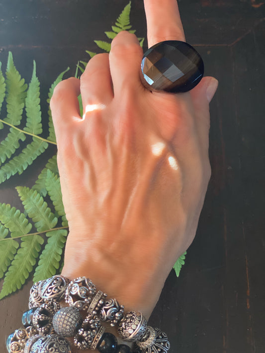 Boho Luxe Carved Onyx Ring II