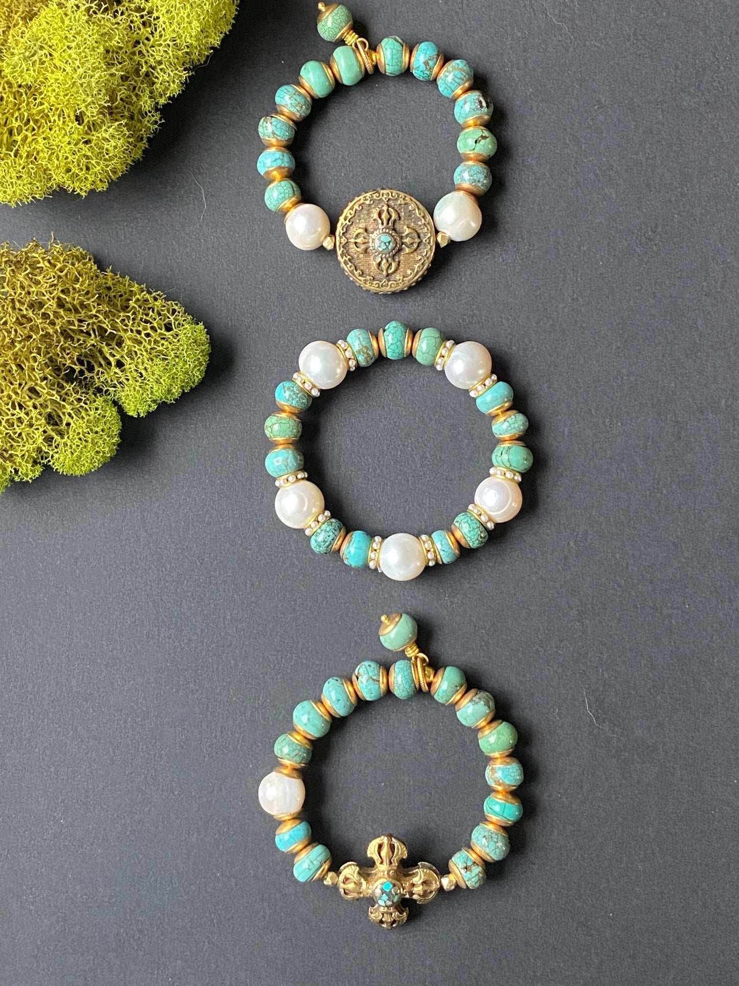 Talismans and Amulets Collection Double Dorje Turquoise Bracelet