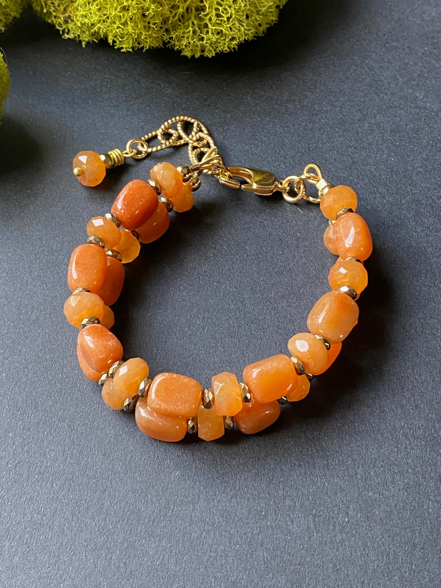 Blossom Collection Carnelian and Pyrite Double Bracelet