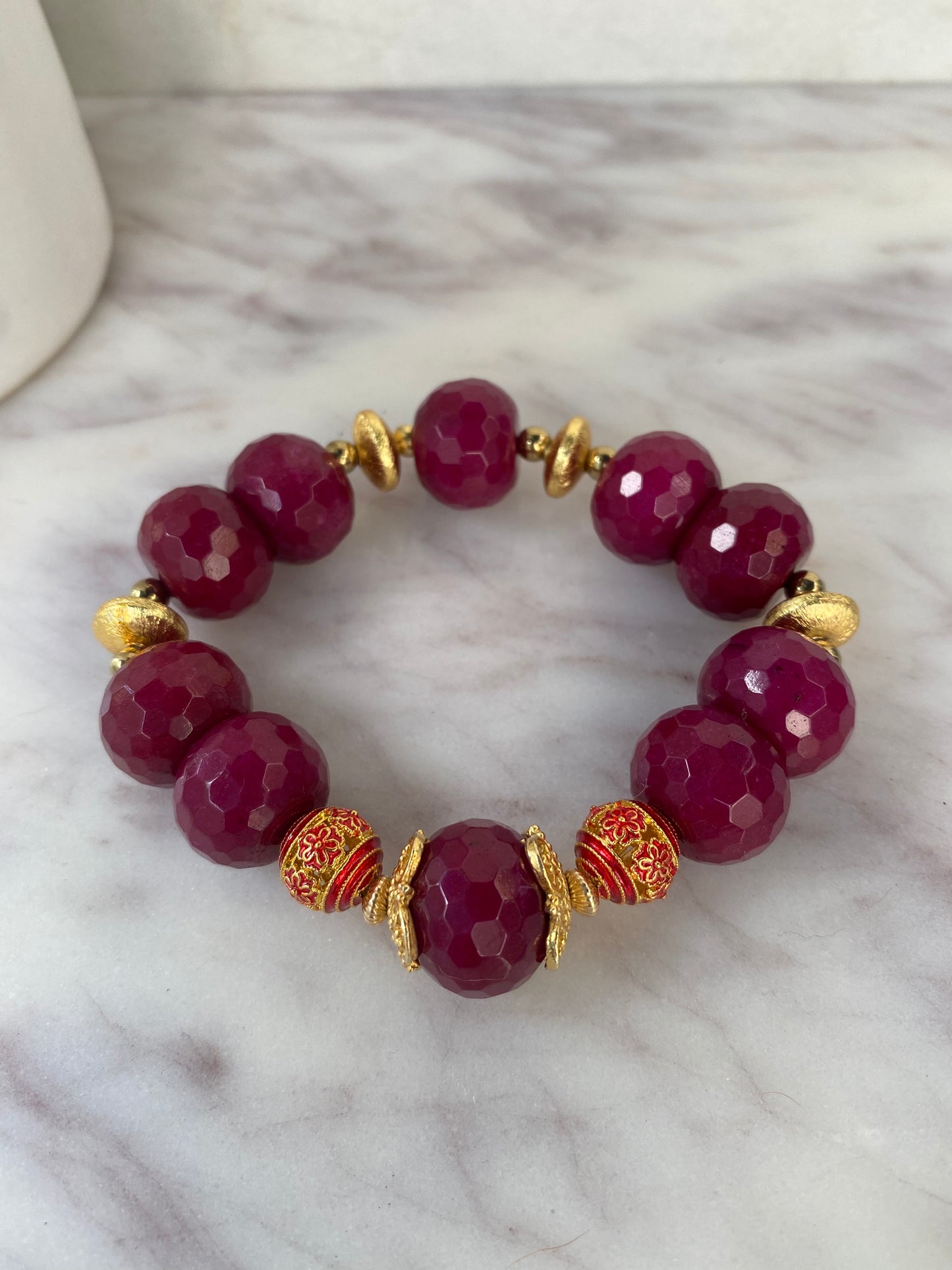 Jaipur Collection Faceted Red Jade Stacker