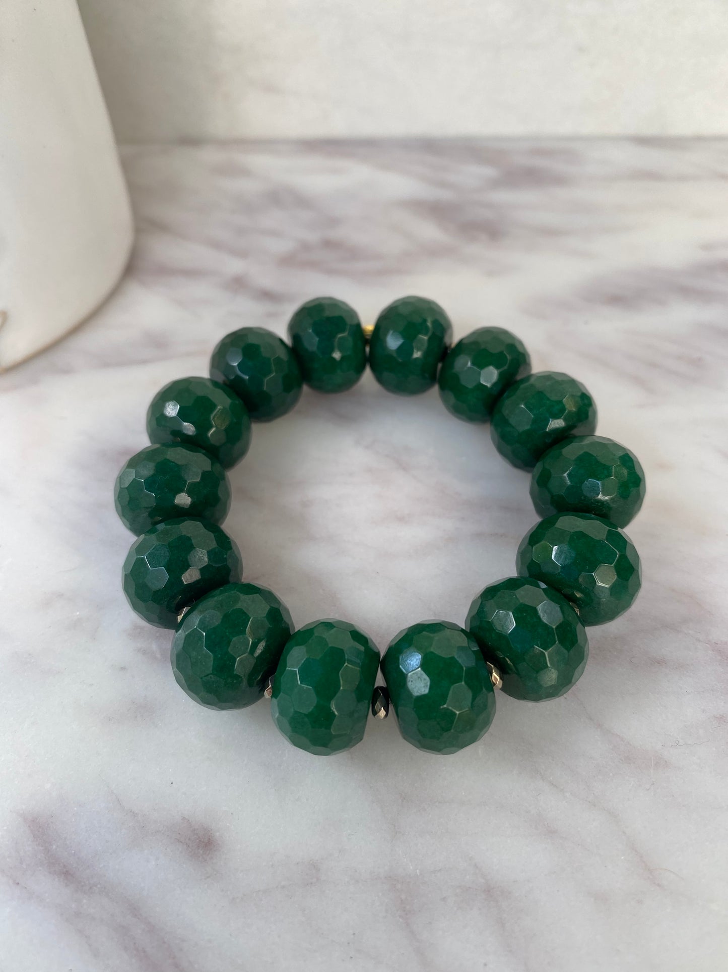 Jaipur Collection Faceted Green Jade and Hematite Stacker