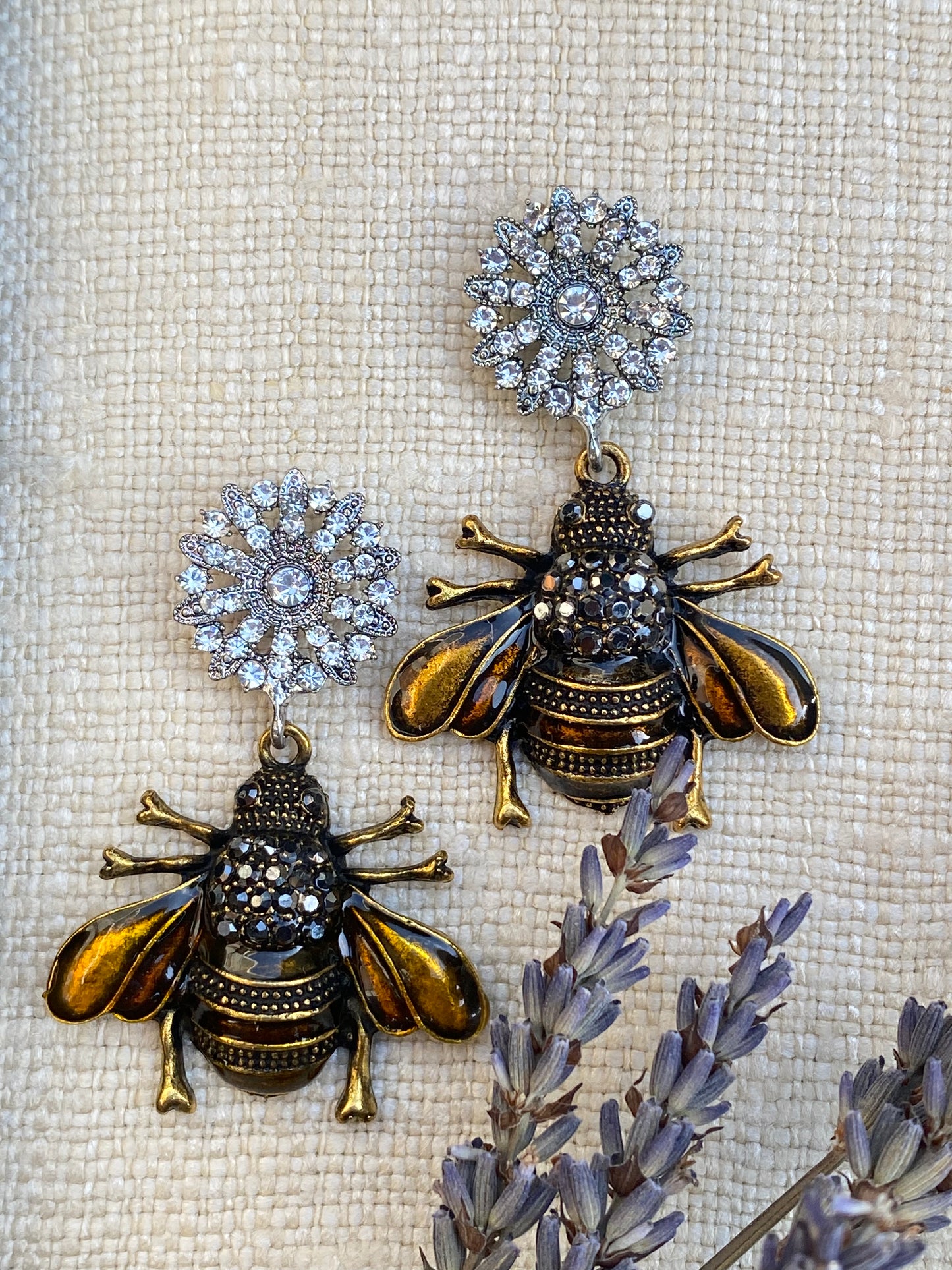 Talismans and Amulets Insetto Pave Golden Bee Earrings