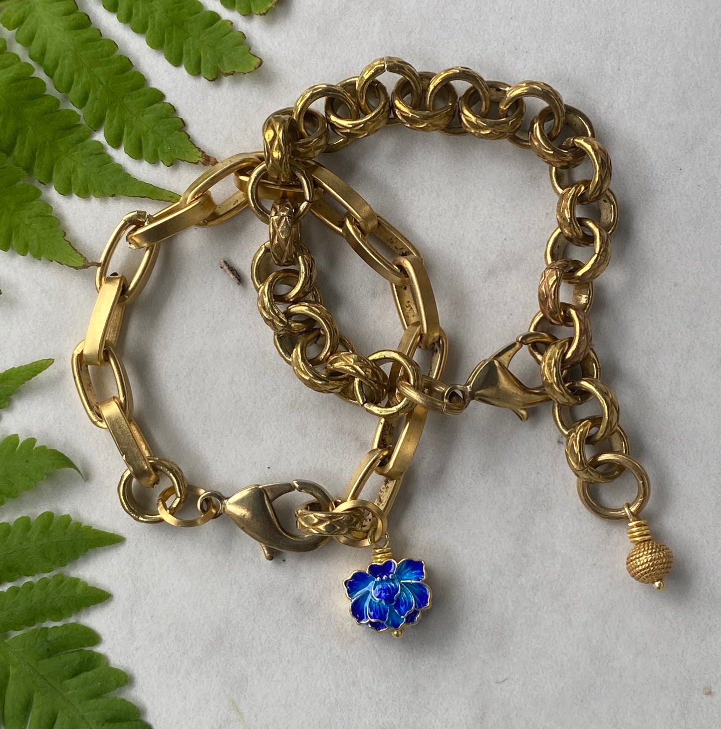 Memoirs of a Geisha Chunky Vintage Brass Carved Chain Bracelet