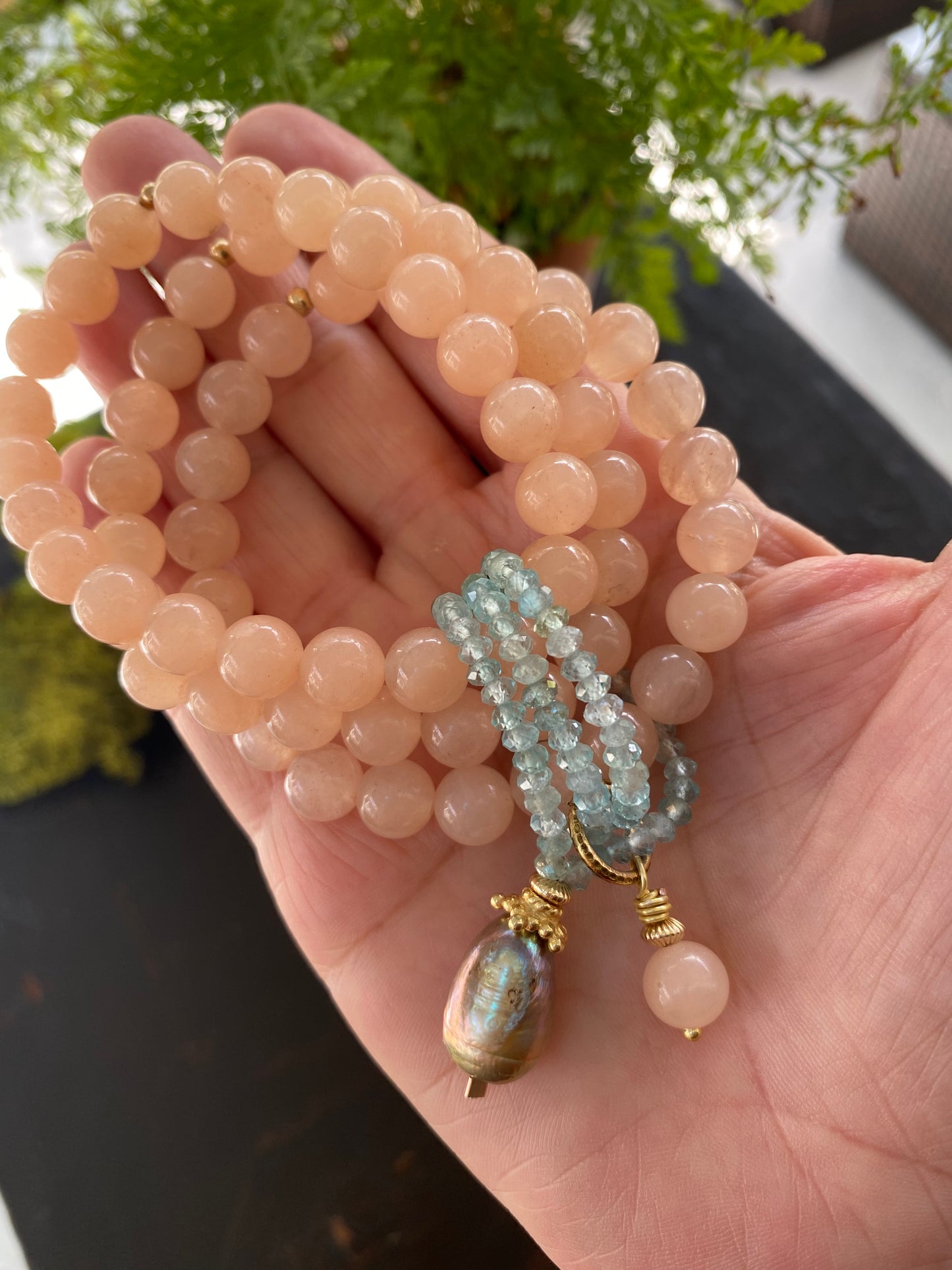 Wrapture Signature Collection Peach Chalcedony and Apatite Bracelet