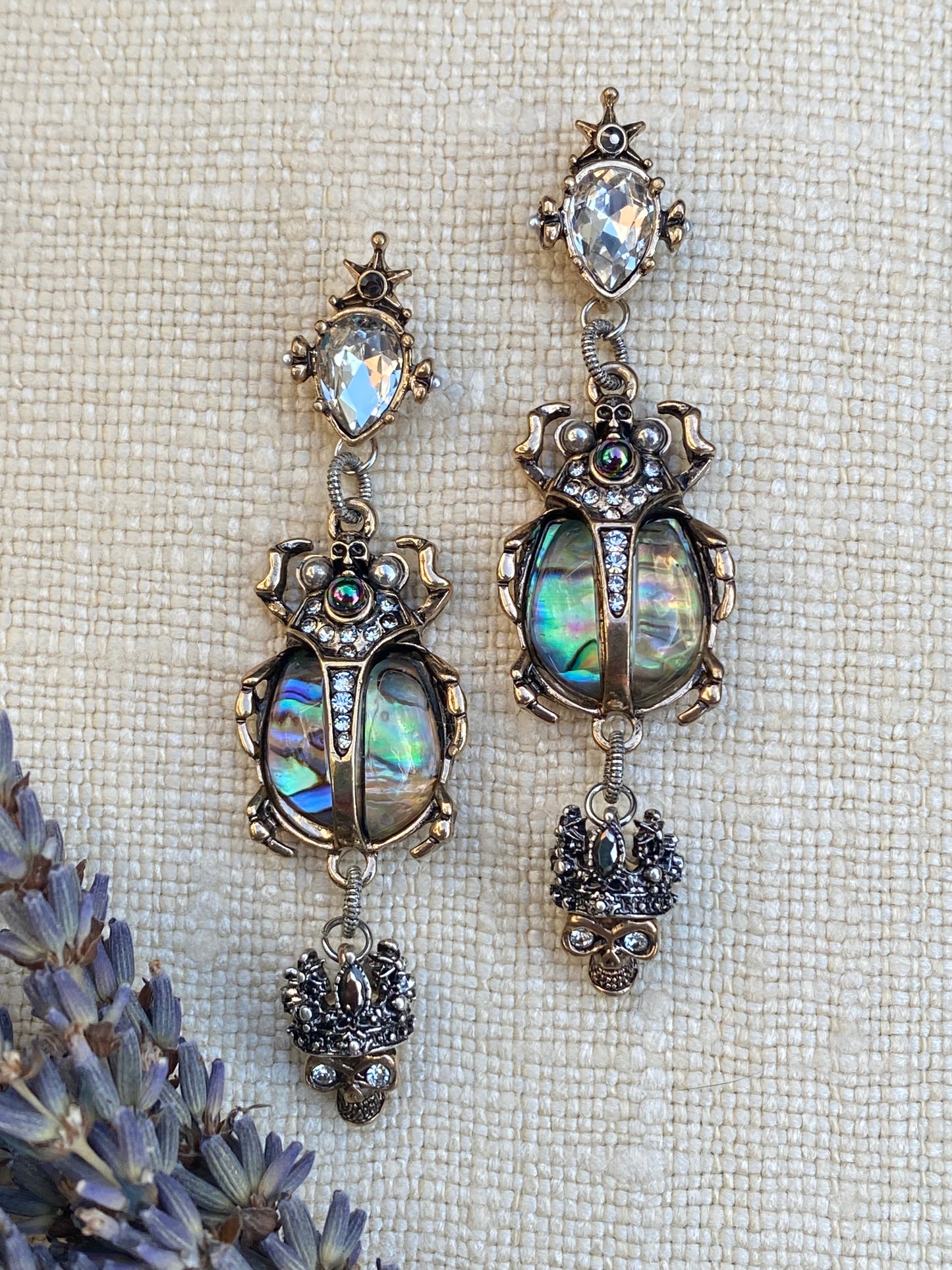 Talismans and Amulets Insetto Scarab and Skulls Earrings