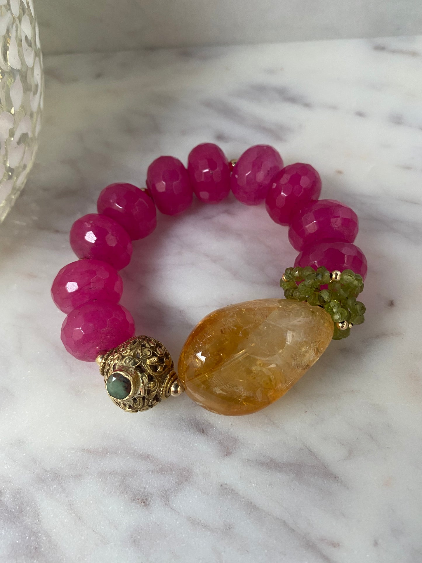 Shades of Pink With Citrine Focal Statement Stacker