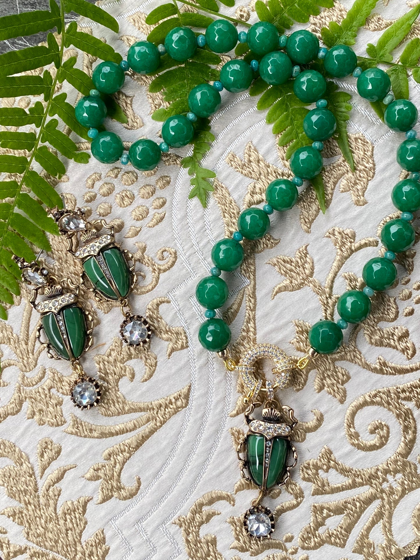 Talismans and Amulets Collection Insetto Jade and Russian Amazonite Necklace