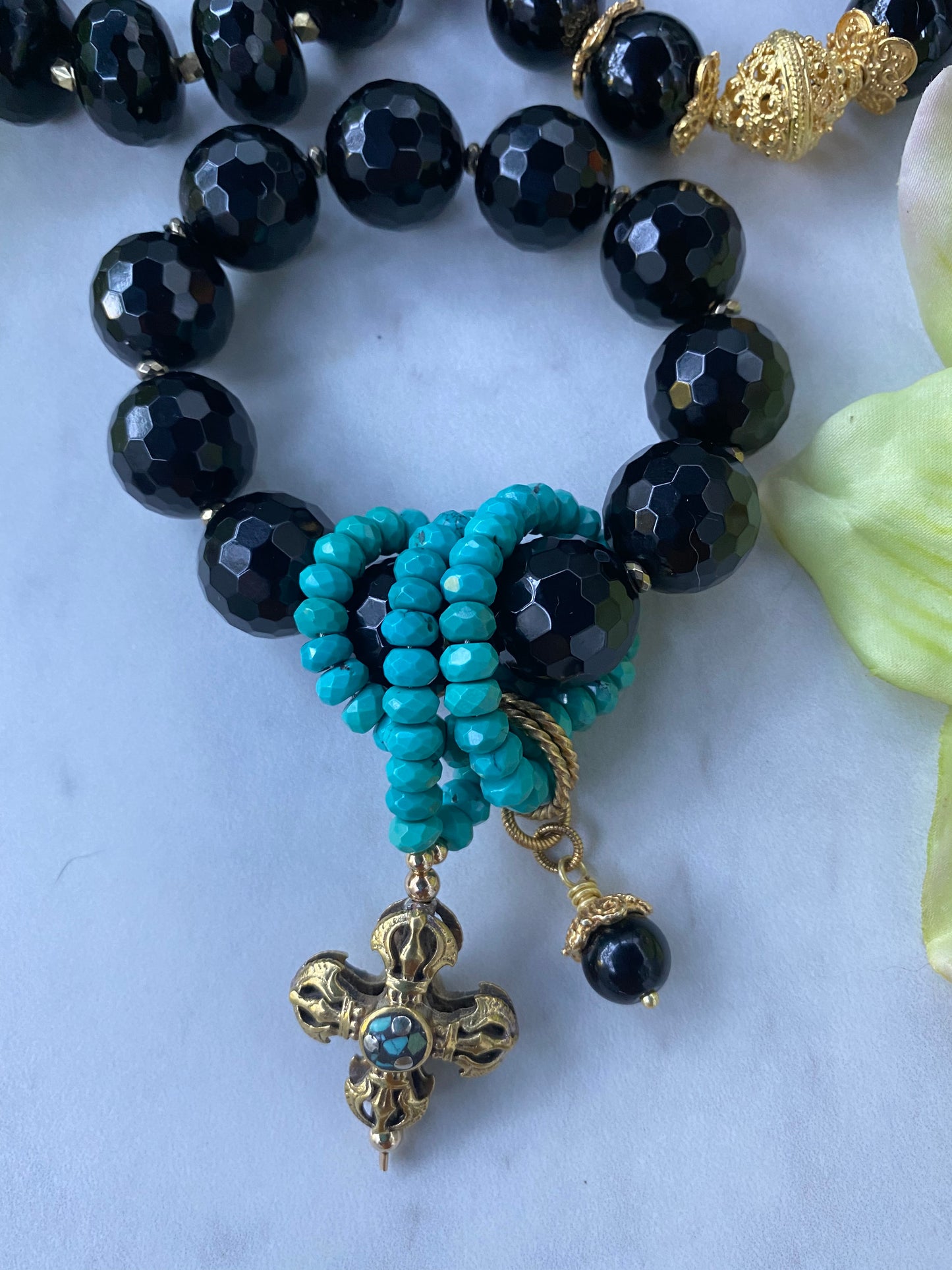 Noir Collection Onyx and Turquoise Wrapture Bracelet