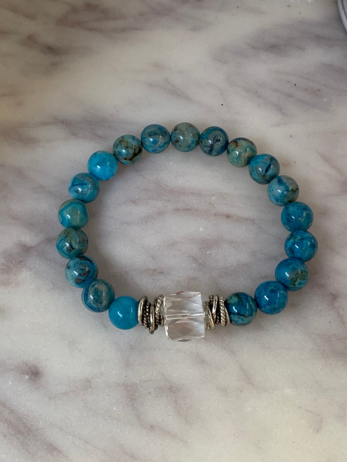Essential Boho Collection Chrysocolla and Rock Crystal Quartz Stacker