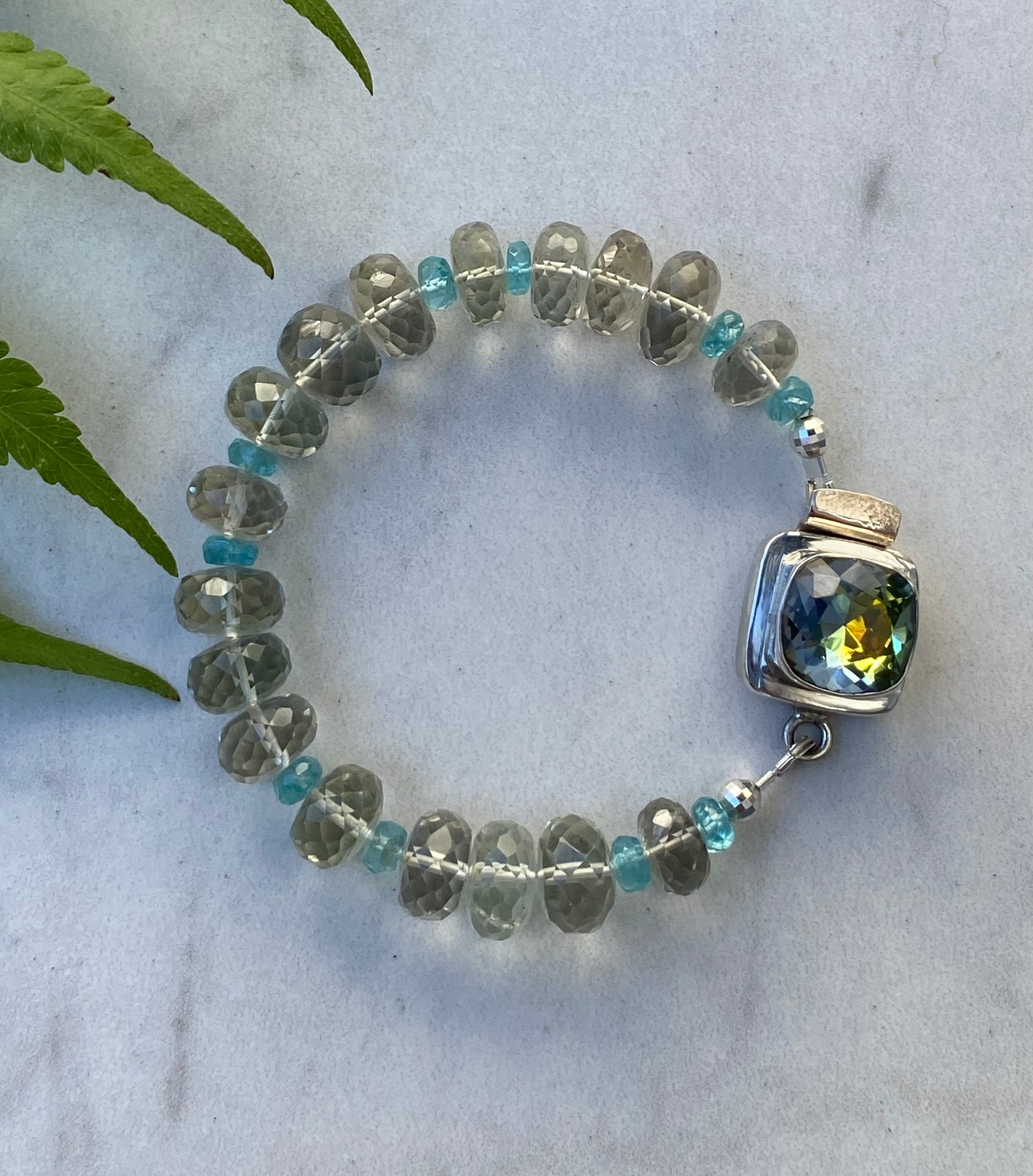 Blossom Collection Prasiolite and Neon Apatite Stacker