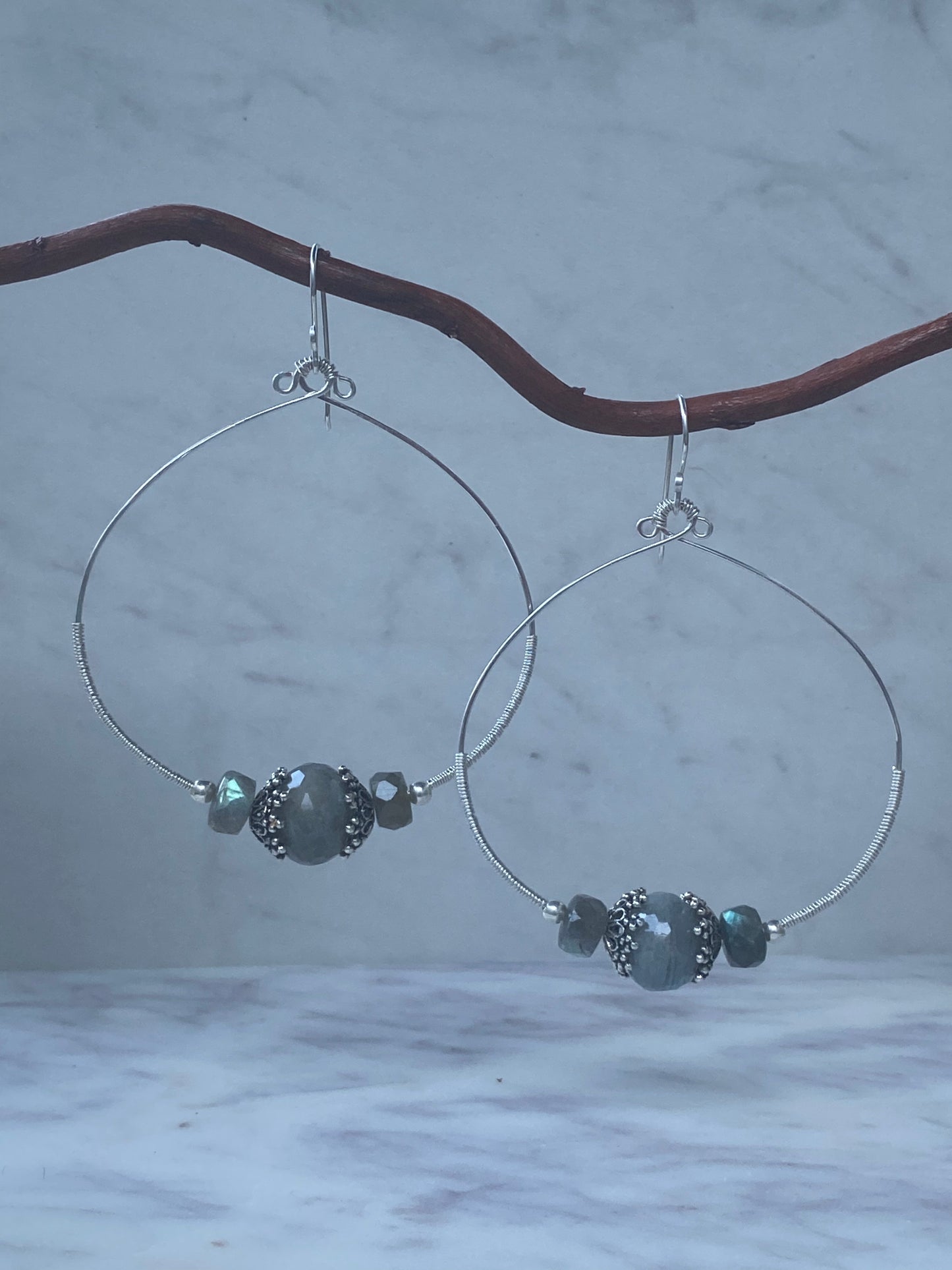 Forged Collection Labradorite Statement Hoops
