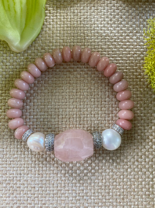 Roca Collection Pink Opal and Rose Quartz Stacker