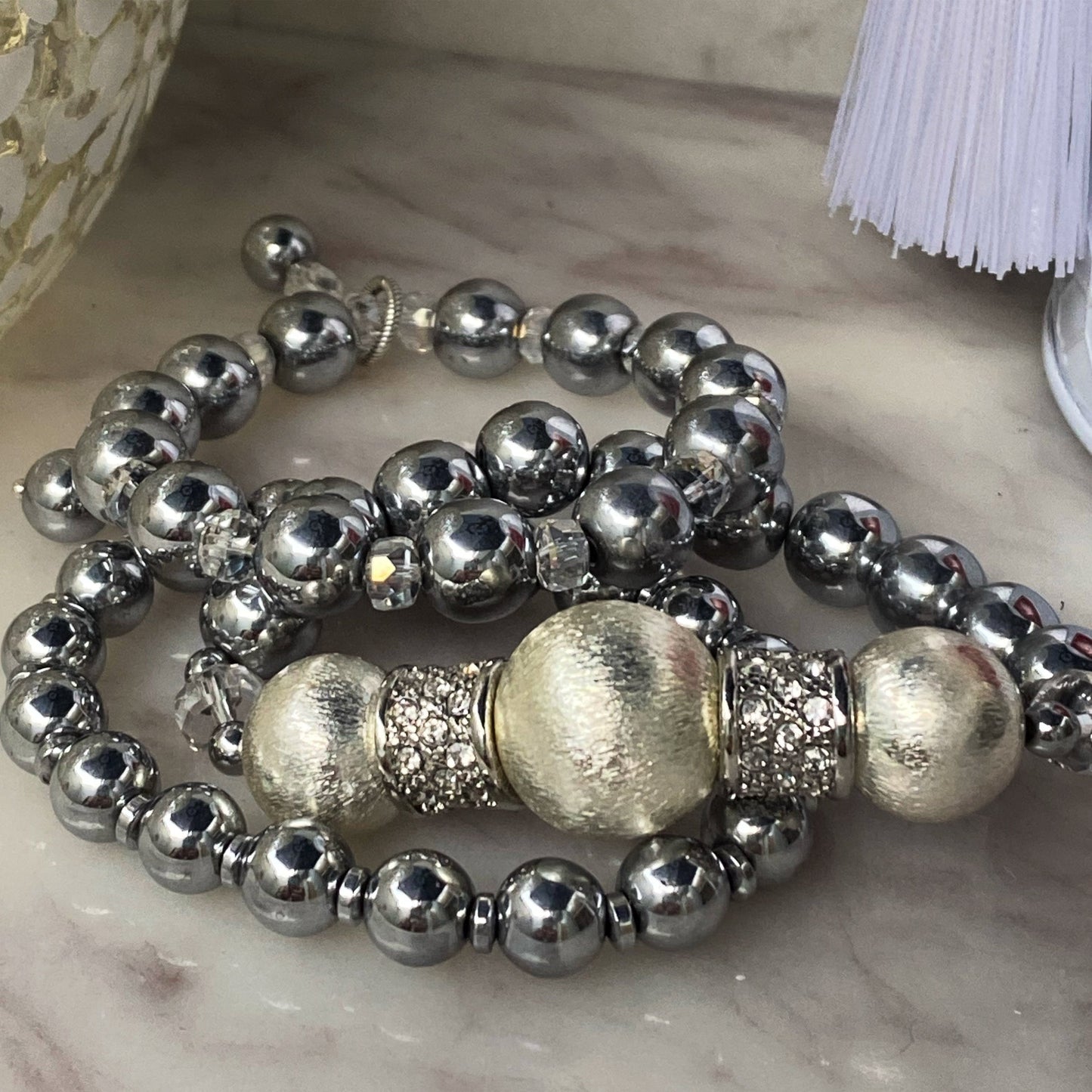 Essential Boho Collection Hematite and Austrian Crystal Stacker