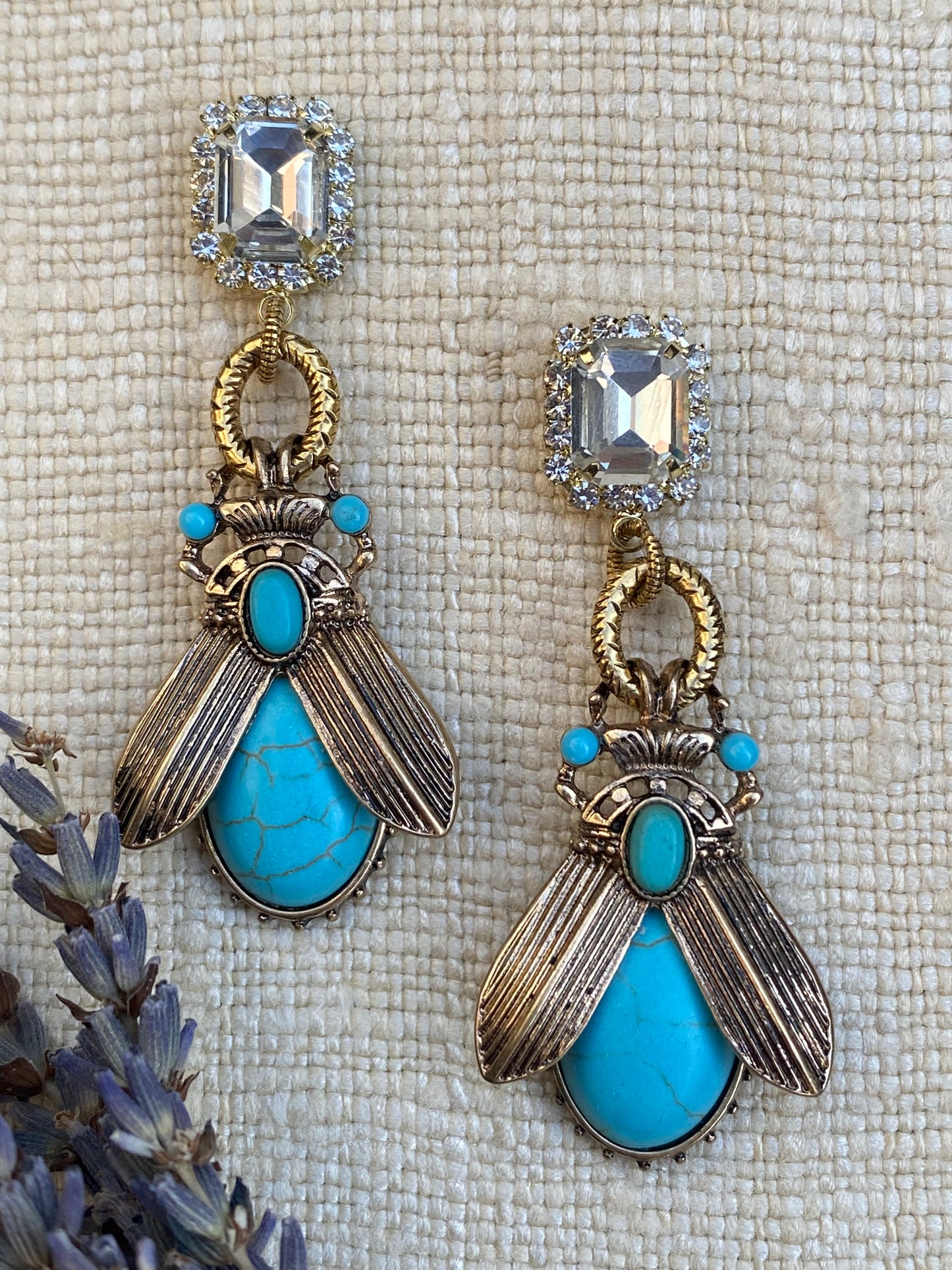 Talismans and Amulets Insetto Blue Beetle Earrings