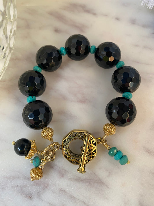 Noir Collection Onyx and Turquoise Stacker