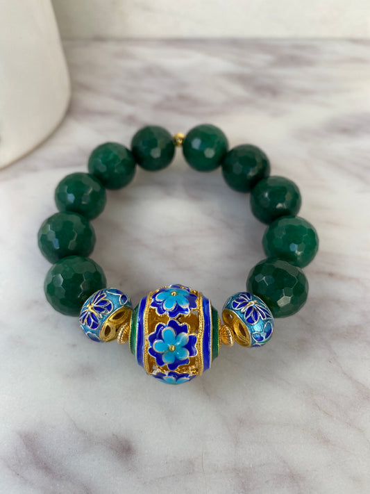 Jaipur Collection Faceted Green Jade Stacker
