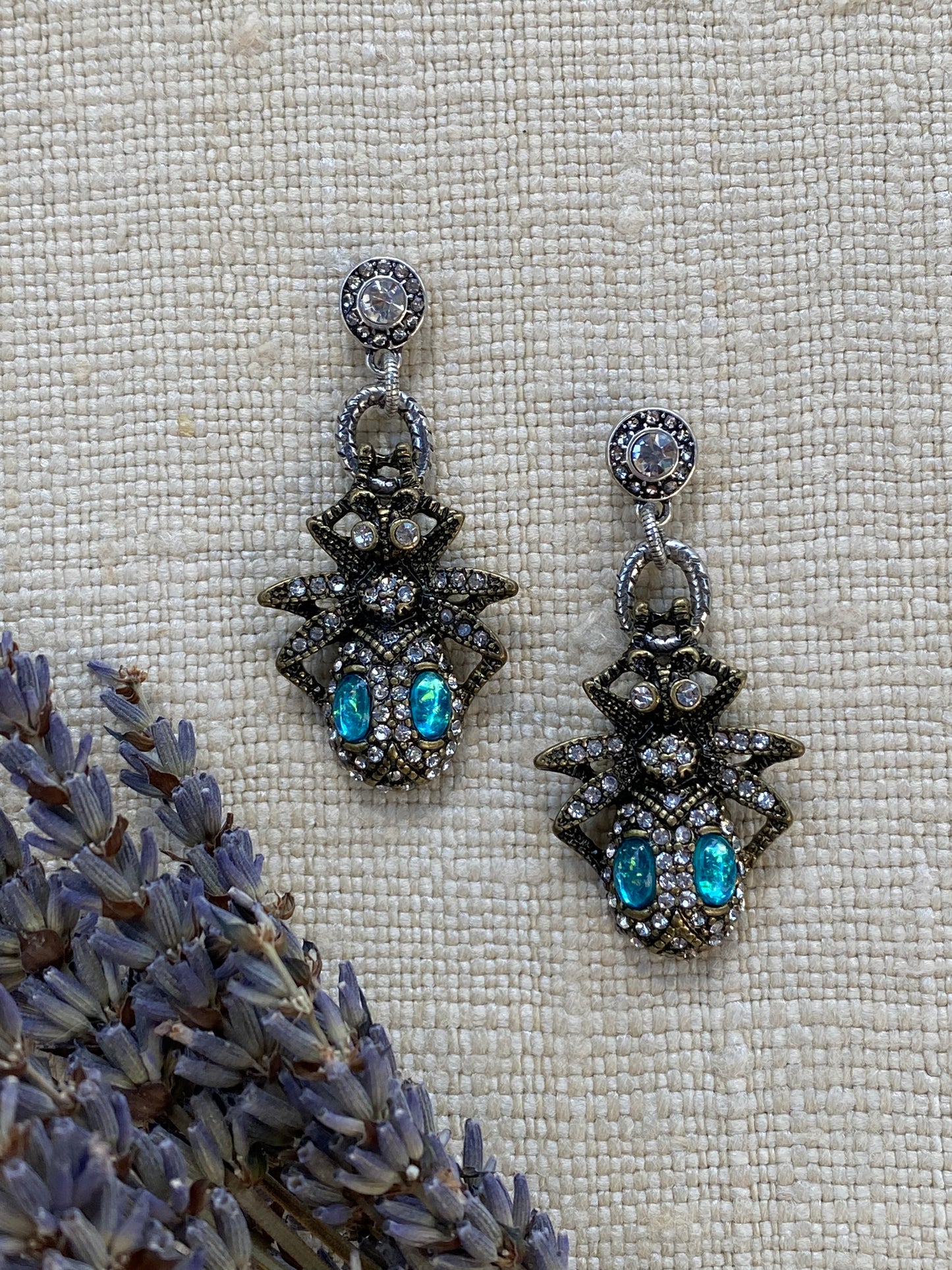 Talismans and Amulets Insetto Blue Pave Beetle Earrings