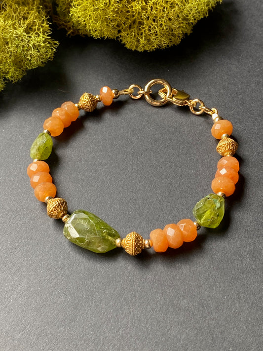 Blossom Collection Peridot and Carnelian Bracelet