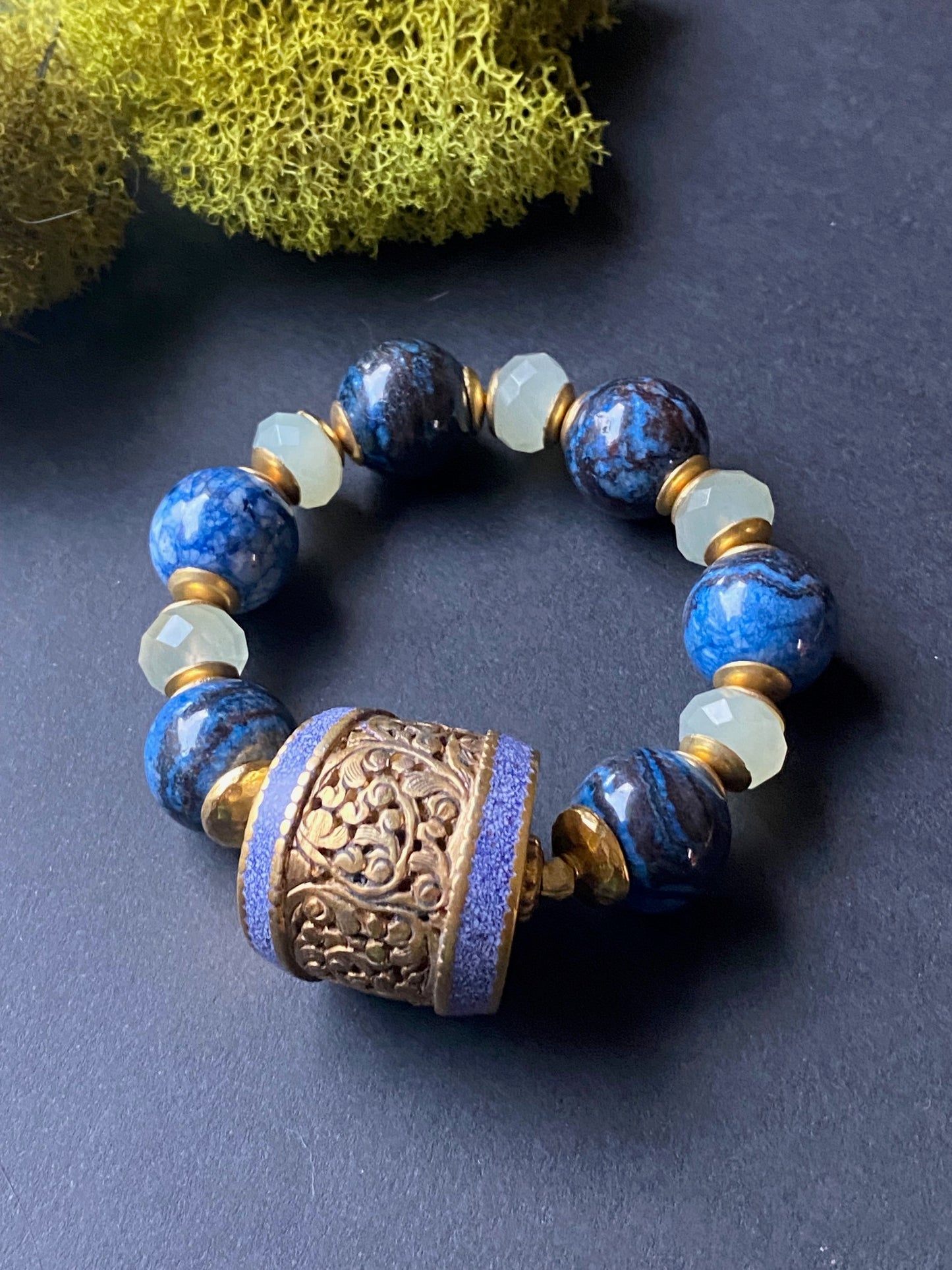 Talismans and Amulets Collection Sodalite and Faceted Chalcedony Chunky Stacker
