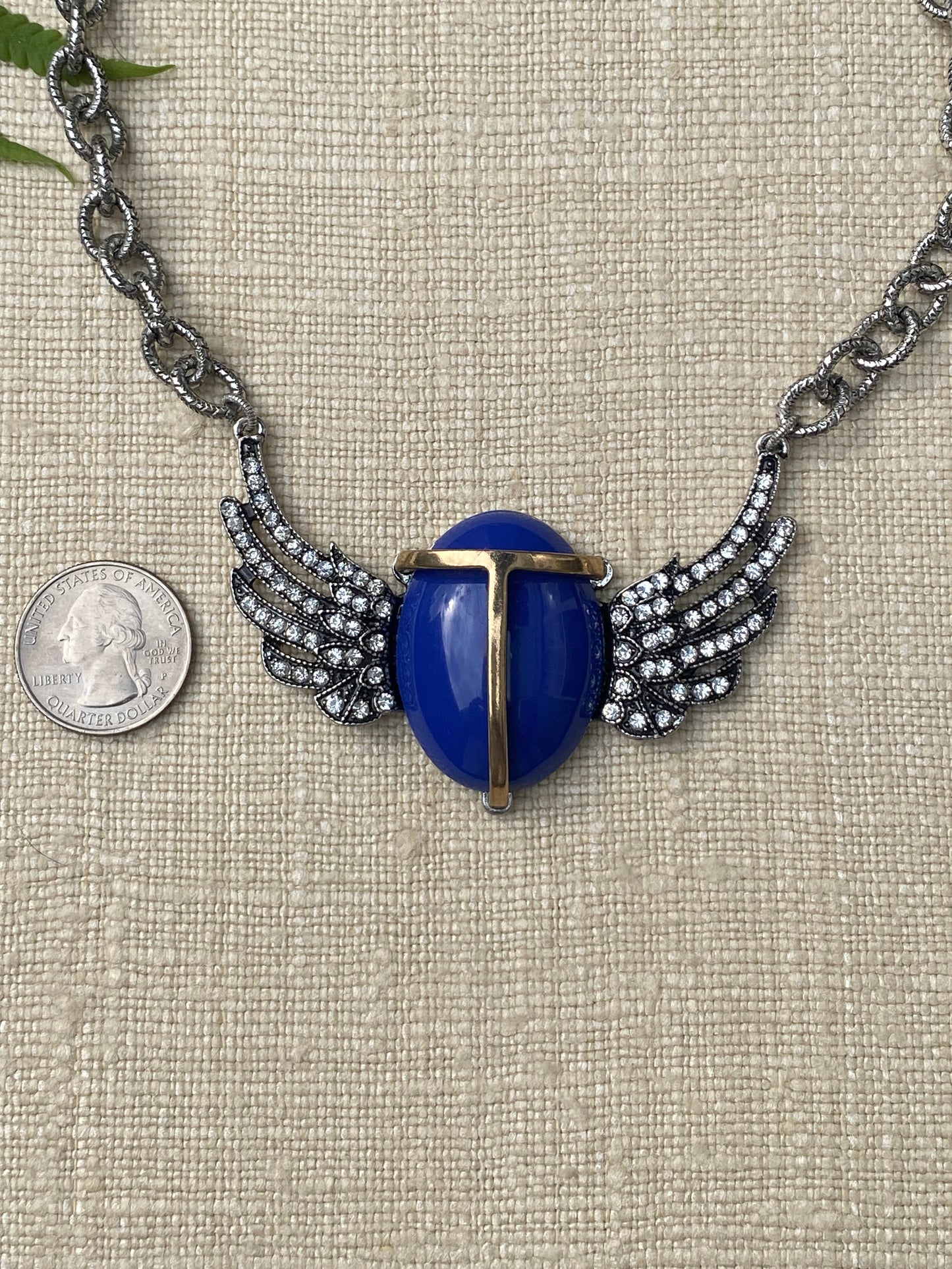 Insetto Collection Large Winged Blue Scarab Necklace