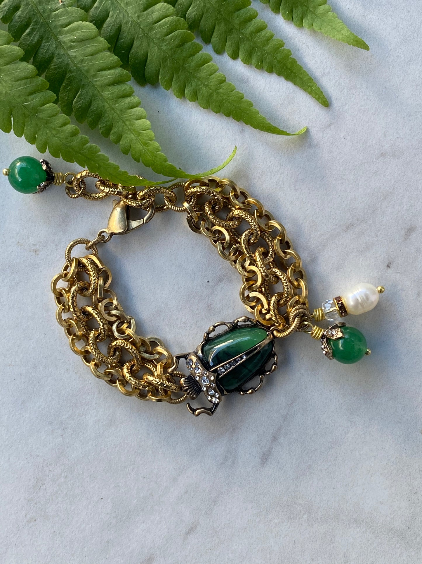 Insetto Collection Emerald Green Scarab Multi Chain Stacker