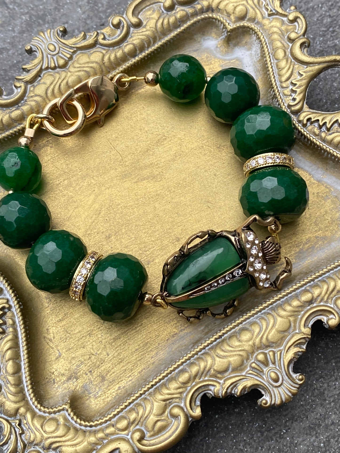 Insetto Collection Emerald Green Enamel Scarab Chunky Stacker