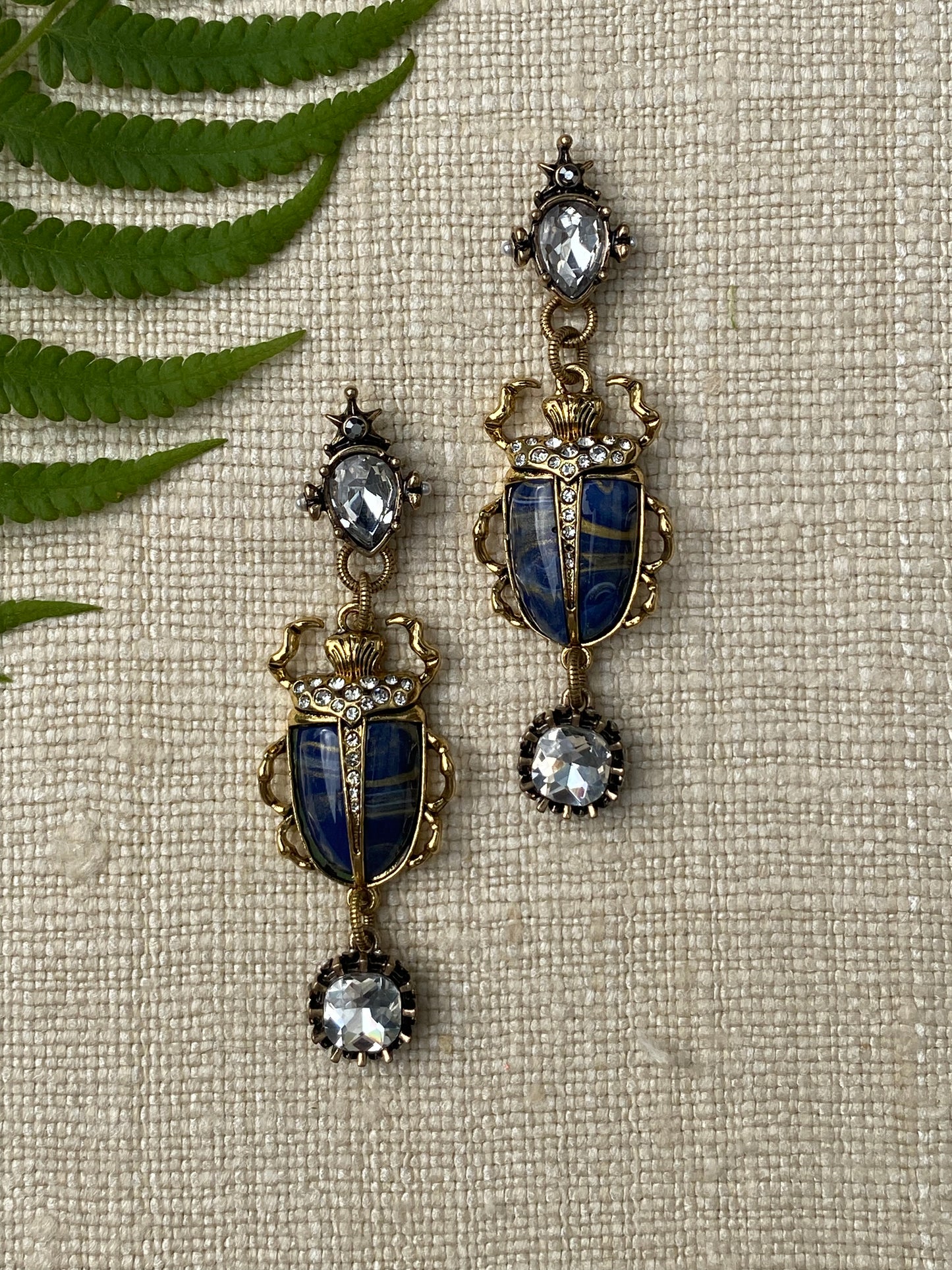 Insetto Collection Blue Scarab Earrings